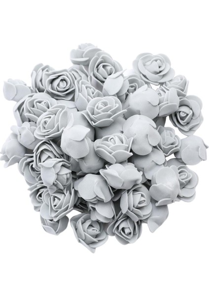 100X Mini Köpük Gül Kafa Yapay Çiçekler Diy Çelenk Buketi Dekor Gri modelleri