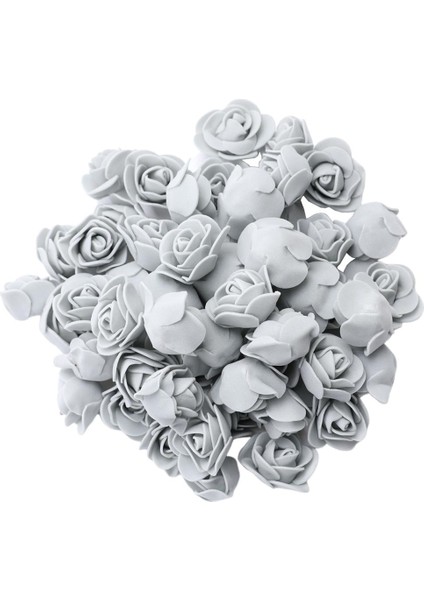 100X Mini Köpük Gül Kafa Yapay Çiçekler Diy Çelenk Buketi Dekor Gri fırsatları