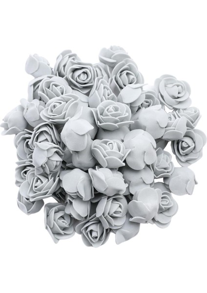 100X Mini Köpük Gül Kafa Yapay Çiçekler Diy Çelenk Buketi Dekor Gri indirimleri