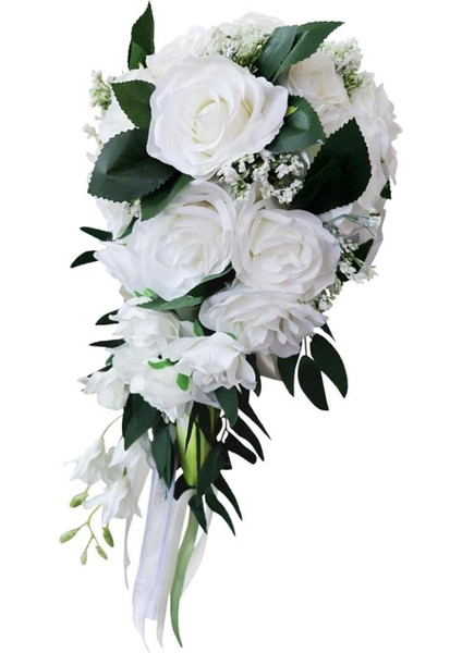 Gelin Düğün Buketi Parti Dekoru Çiçek Düzenlemeleri, Centerpieces, El Sanatları Beyaz