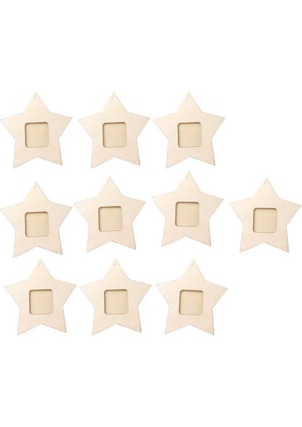 10 Adet Bitmemiş Ahşap Mini Yıldız Fotoğraf Çerçevesi Ev Parti Duvar Dekor Için