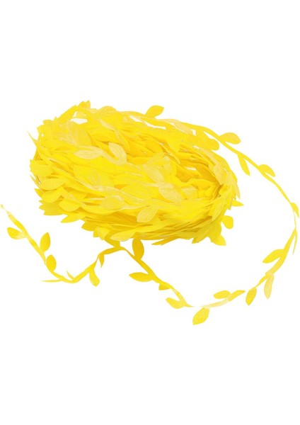 20 Metre Yapay Kumaş Yaprak Çelenk Şerit Trimler Dıy El Sanatları Sarı