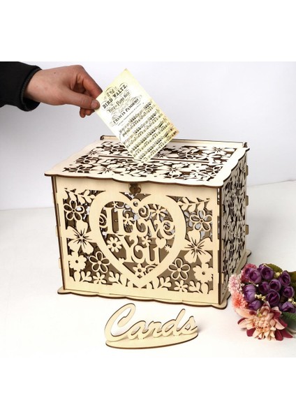 Düğün Hediye Kartı Kutusu Ahşap Para Kutusu ile Kilidi Kuyu Kart Kutusu(Yurt Dışından) modelleri