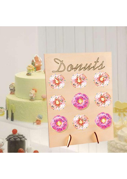 Rustik Ahşap Donut Ekran Duvar Raf F Bebek Duşları Gelin Duş Düğün