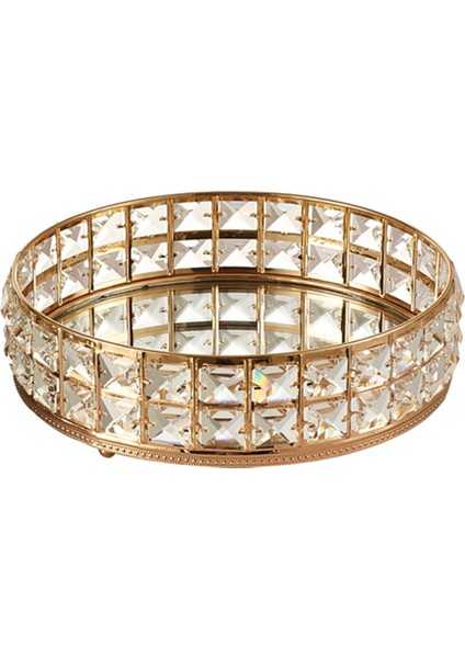 1 Adet Aynalı Kristal Makyaj Depolama Tepsisi Süslü Ofis Dekor Organizatör Golden modelleri