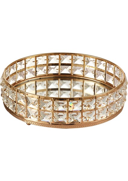 1 Adet Aynalı Kristal Makyaj Depolama Tepsisi Süslü Ofis Dekor Organizatör Golden indirimleri