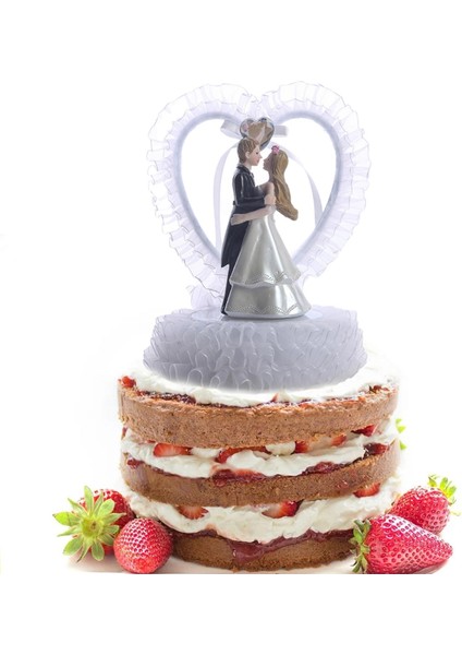 Modern ve Basit Düğün Pastası Topper Gelin ve Damat Kek Süslemeleri Kristal Aşk Büyük