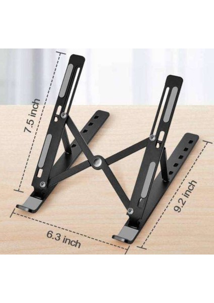 7 Kademeli Ayarlı Katlanabilir Laptop Tablet Standı Siyah