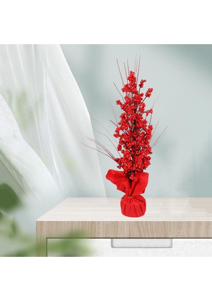 Kırmızı Berry Yapay Çiçek Sahte Kırmızı Holly Çiçekler Otel Tatil Dekor Için S fırsatları
