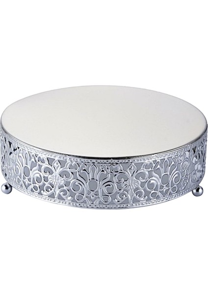 Avrupa Tarzı Kek Kek Standı Ekran Peynir Şeker Tart Servis Plaka Gümüş 25 cm