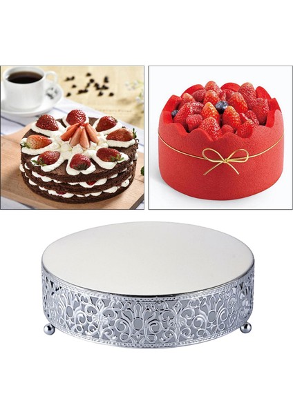 Avrupa Tarzı Kek Kek Standı Ekran Peynir Şeker Tart Servis Plaka Gümüş 25 cm indirimleri