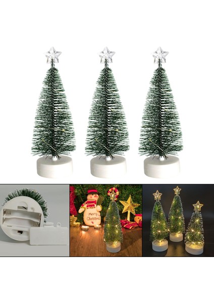 LED Işık Mini Noel Ağaçları Süslemeleri Xmas 3pcs M Için Ön Lit Küçük Çam Ağacı M