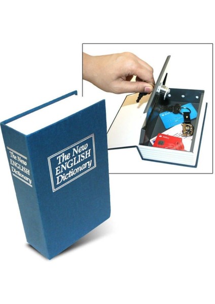 Sözlük Kitap Kasa Şeklinde Gizli Kasa Metal Kumbara Kasa Lacivert