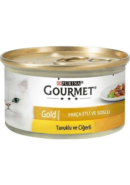 Gourmet Gold Parça Etli ve Soslu Tavuk Ciğer Kedi Konservesi 85 gr