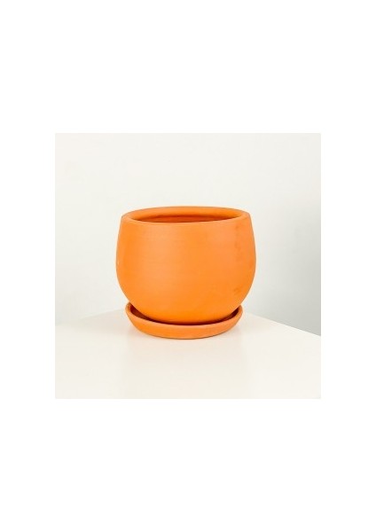 Curvy Terra Cotta Saksı - Naturel 12cm