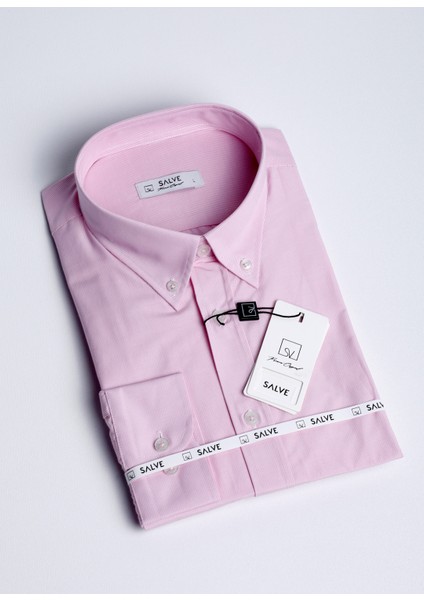 Erkek Slim Fit Pembe Casual Gömlek 22140