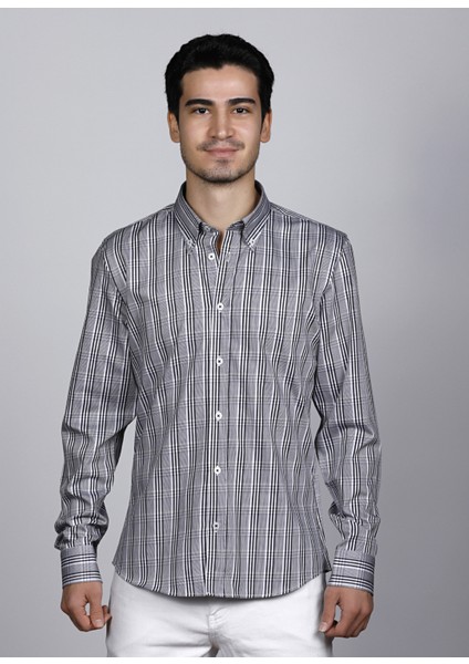 Erkek Pamuklu Slim Fit Casual Gömlek 22114 modelleri