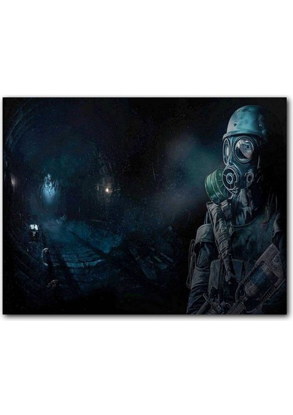 Cakatablo Metro Exodus Gaz Maskeli Adam Karanlık Arkaplan