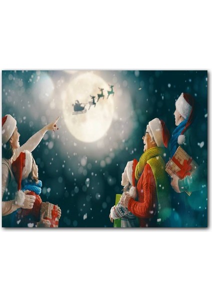 Cakatablo Dolunayda Noel Baba ve Geyiklerini Izleyenler