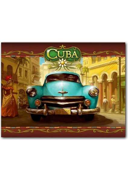 Cakatablo Küba Sokaklarında Klasik Yeşil Araç