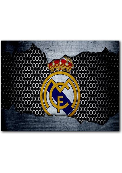 Cakatablo Real Madrid Logo Gri Siyah Petek Zemin
