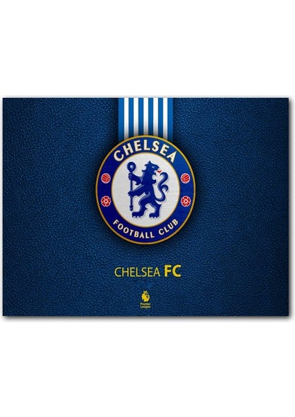 Cakatablo Siyah Deri Doku Üzerinde Chelsea Logosu