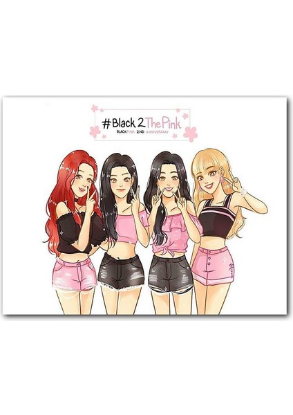 Cakatablo Black Pink Kore Pop Pembe Siyah Kıyafetli