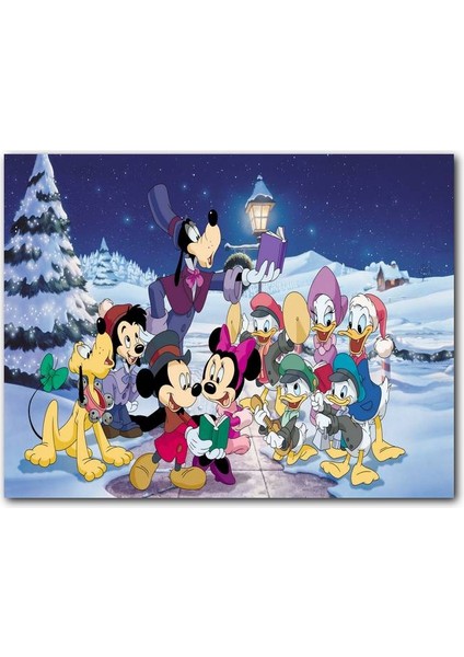 Cakatablo Mutlu Yıllar Tatiller Mickey ve Minnie Mouse Donald ve Daisy Duck Goofy Pluto