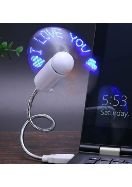Mini USB Ledli I Love You Yazılı Fan, Mini USB Vantilatör