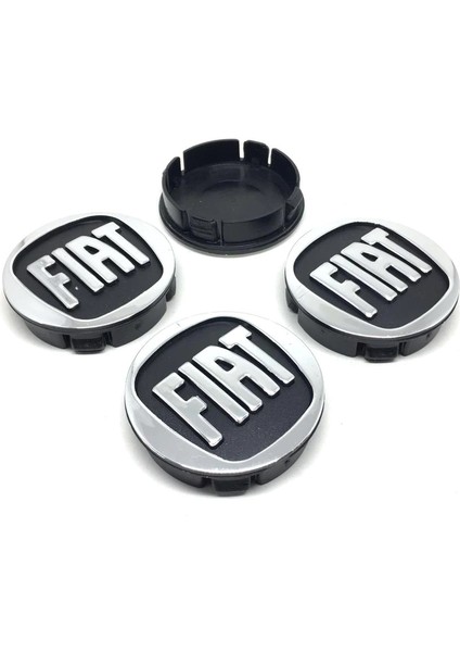 Fiat Kabartma Geçme Jant Göbeği Krom Siyah 4'lü 60MM/55MM