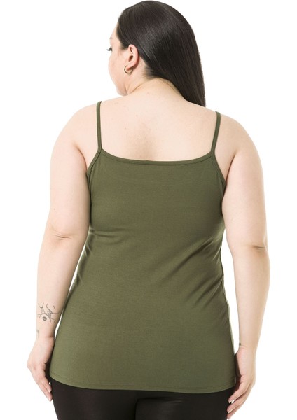 Büyük Beden Ip Askılı Viskon Haki Body modelleri