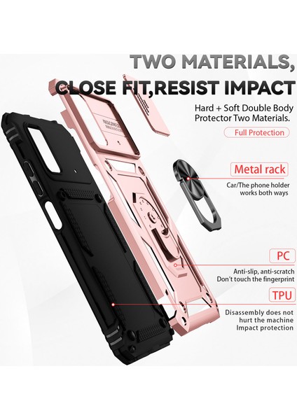 Xiaomi Poco X4 Pro 5g Için Halka Ayaklı ve Kayar Kamera Kapaklı Telefon Koruyucu Kılıf Rose Gold (Yurt Dışından) fiyatları