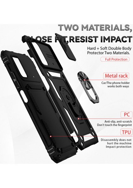 Xiaomi Poco X4 Pro 5g Için Halka Ayaklı ve Kayar Kamera Kapaklı Telefon Koruyucu Kılıf Siyah (Yurt Dışından) fiyatları