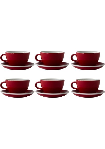 Evolution 6'lı Latte Fincan Seti Kırmızı