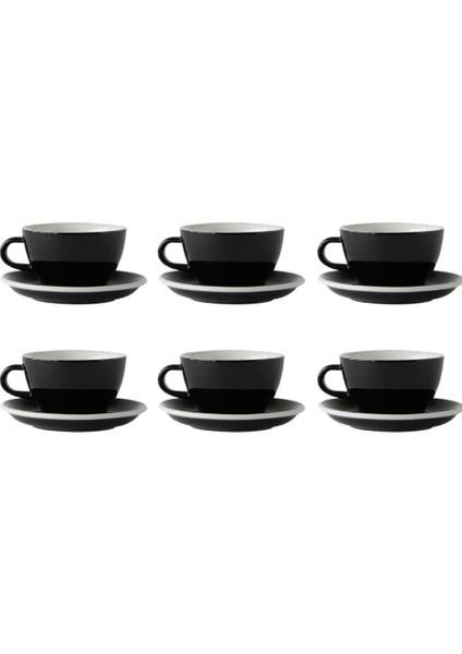 Evolution 6'lı Latte Fincan Seti Siyah