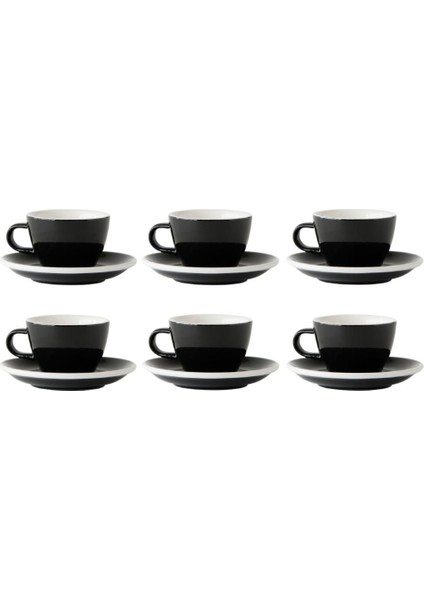 Evolution 6'lı Flatwhite Fincan Seti Siyah
