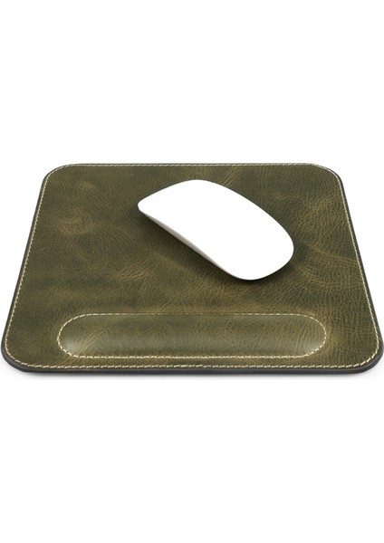 Deri Bilek Destekli Rahatlatıcı Süngerli Mouse Pad - Yeşil
