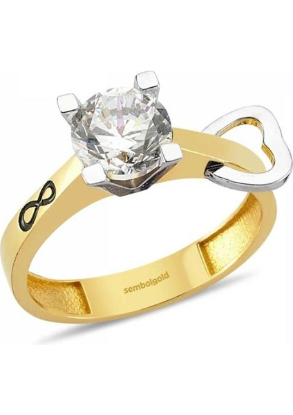 Altın Tektaş Yüzük Özel Tasarım Swarovski