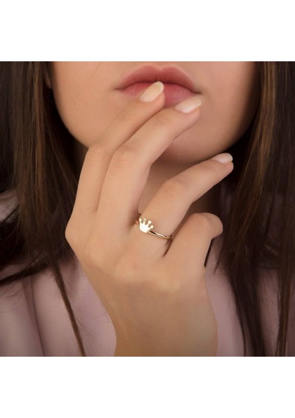 Sarı Altın Taç Yüzük 14K Tektaşlı