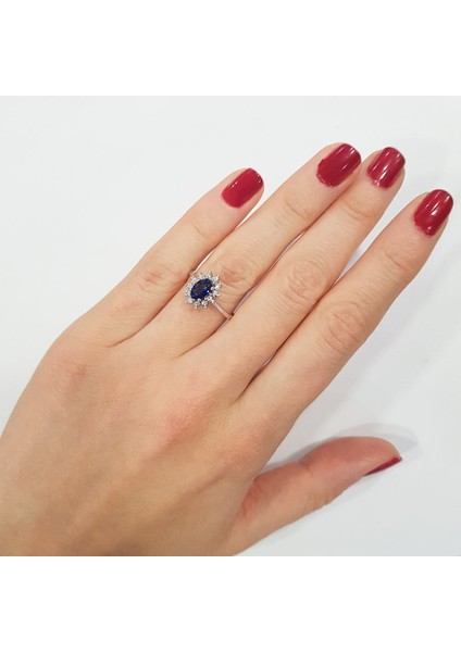 0.61 Ct. Pırlanta Safir Yüzük