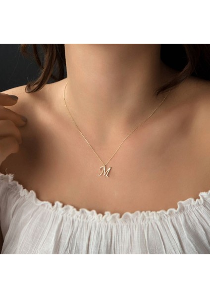 Harf Kolye Taşlı 14K Altın
