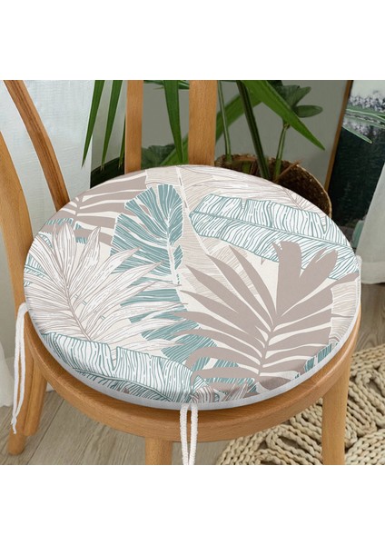 Modern Floral Desen Dijital Baskılı Özel Tasarım Yuvarlak Fermuarlı Sandalye Minderi