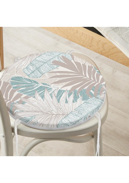 Modern Floral Desen Dijital Baskılı Özel Tasarım Yuvarlak Fermuarlı Sandalye Minderi