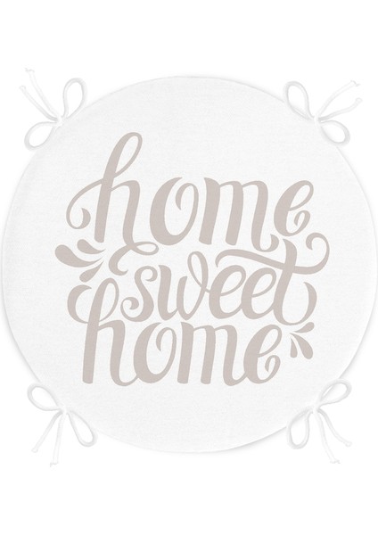 Açık Gri Home Sweet Home Yuvarlak Fermuarlı Sandalye Minderi fırsatları