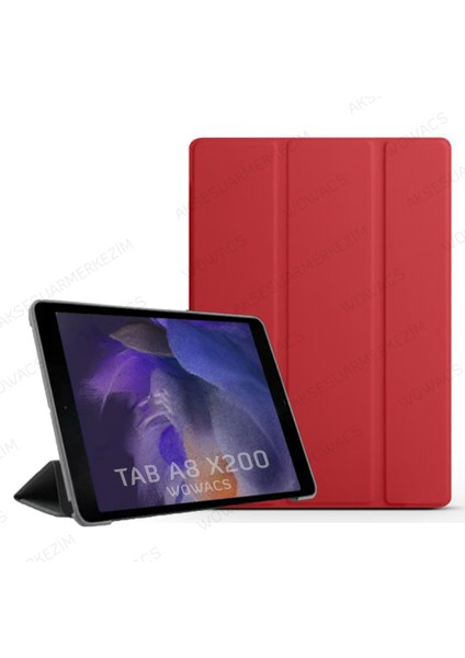 Samsung Galaxy Tab A8 10.5 SM-X200 SM-X205 Uyumlu Smart Kılıf Arkası Şeffaf + Ekran Koruyucu + Kalem