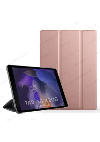 Samsung Galaxy Tab A8 10.5 SM-X200 SM-X205 Uyumlu Smart Kılıf Arkası Şeffaf + Ekran Koruyucu + Kalem