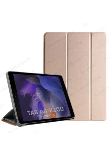 Samsung Galaxy Tab A8 10.5 SM-X200 SM-X205 Uyumlu Smart Kılıf Arkası Şeffaf + Ekran Koruyucu + Kalem