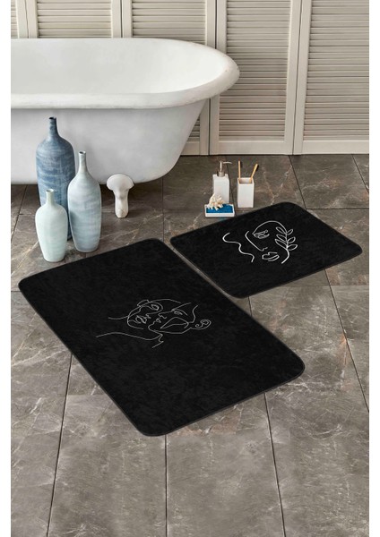 Onedraw Kadın Figürlü 2'li Banyo Paspas Seti & Mutfak Paspas Takımı