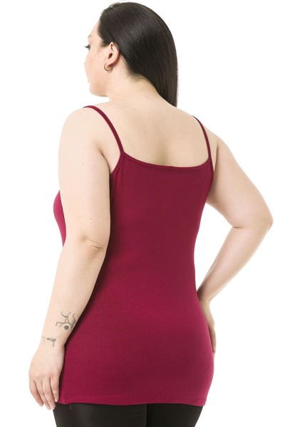 Büyük Beden Ip Askılı Viskon Bordo Body