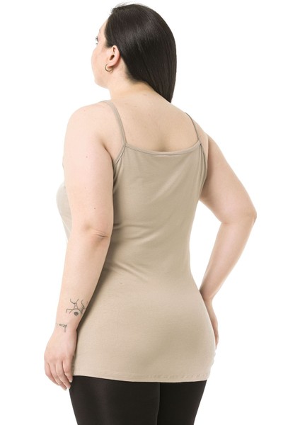 Büyük Beden Ip Askılı Viskon Kum Rengi Body fiyatları